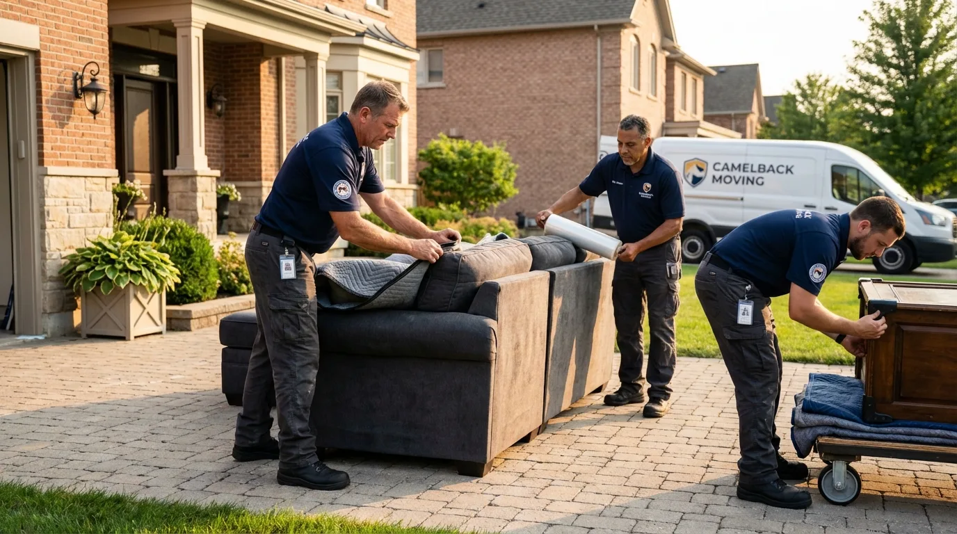 Large estate moving crew wrapping furniture in Wendell, ID